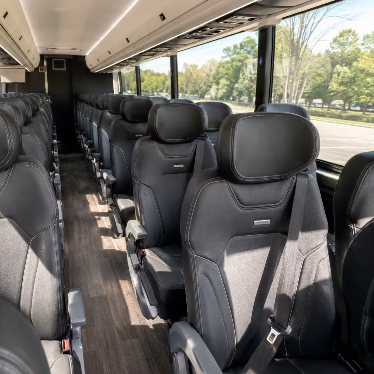56 passenger charter bus inside